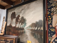 Lot 191 - schilderij rivier met bomen - afbeelding 4 van  4