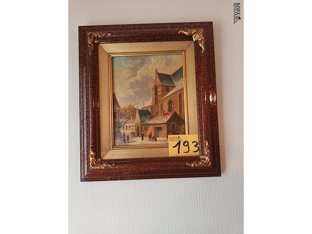 Lot 193 - schilderij sneeuw in het dorp - afbeelding 1 van  3