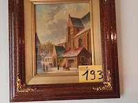 Lot 193 - schilderij sneeuw in het dorp - afbeelding 1 van  3