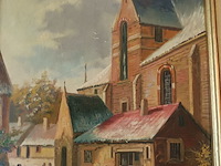 Lot 193 - schilderij sneeuw in het dorp - afbeelding 2 van  3