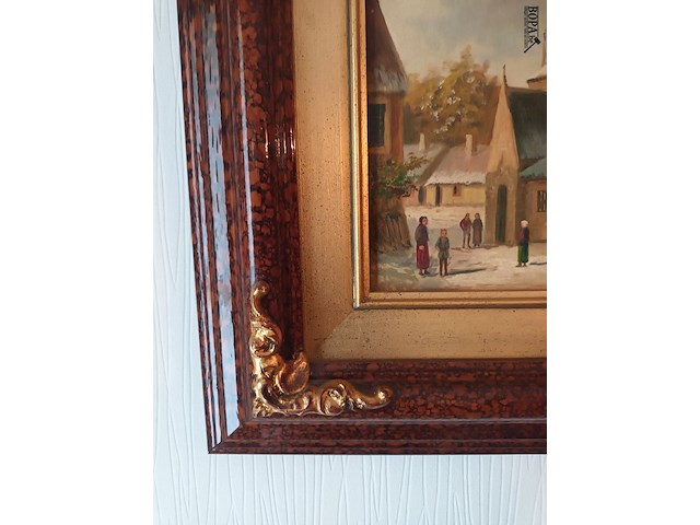 Lot 193 - schilderij sneeuw in het dorp - afbeelding 3 van  3