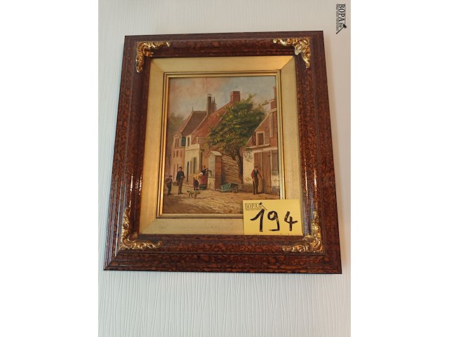 Lot 194 - schilderij mensen op straat - afbeelding 1 van  3