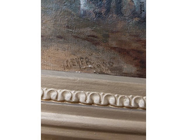 Lot 197 - schilderij huis in de bergen get meyer 1880 - afbeelding 2 van  2