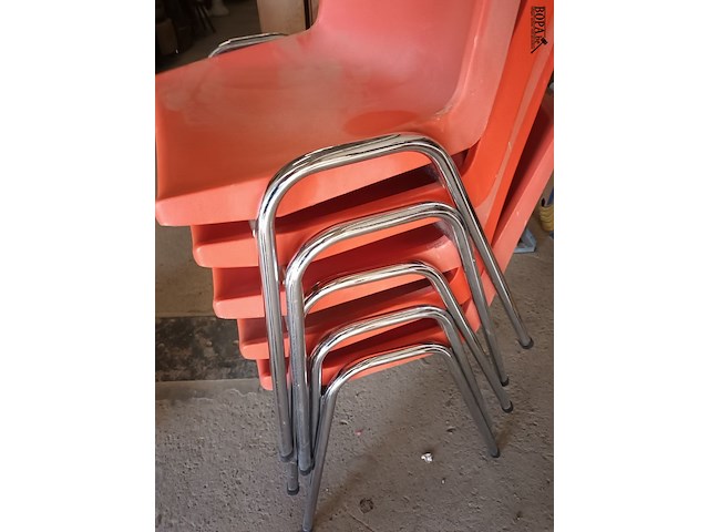 Lot 197 - vintage oranje stoelen belgium. 6 stuks - afbeelding 3 van  3