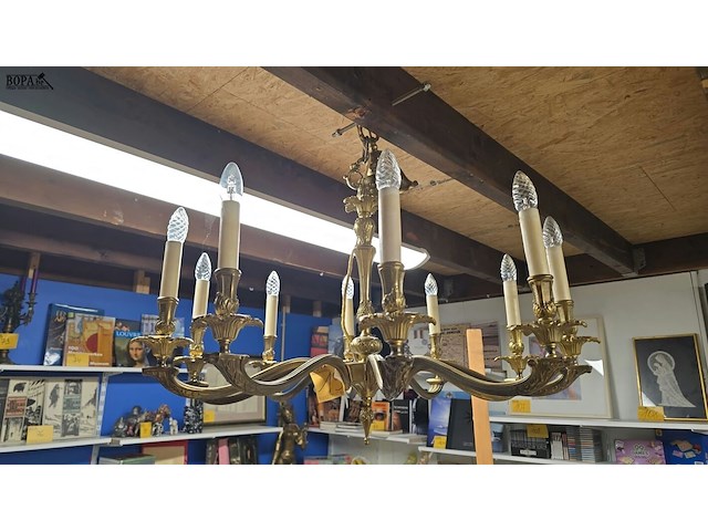 Lot 198 - bronzen 10 armige luster - afbeelding 1 van  3