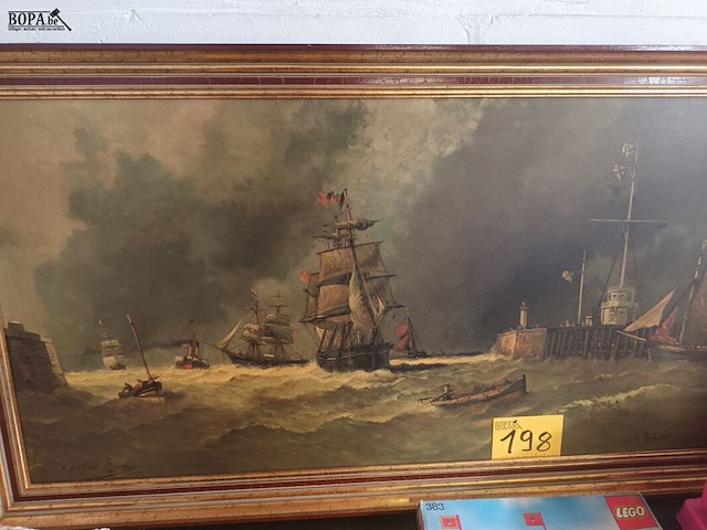 Lot 198 - kader boten op zee - afbeelding 1 van  5