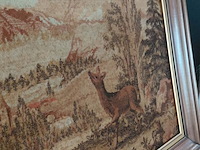 Lot 2 - gobelin (wandtapijt) in eiken kader met herten en adelaar - afbeelding 4 van  5