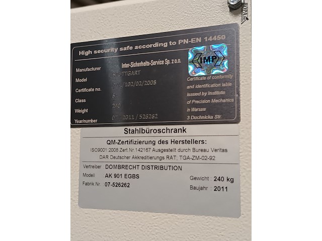 Lot 2 - high security safe - afbeelding 6 van  7