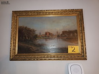 Lot 2 - schilderij landschap met kerktoren