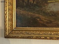 Lot 2 - schilderij landschap met kerktoren - afbeelding 3 van  3