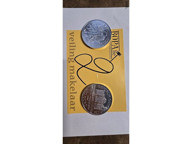 Lot 2 - zilveren wiener philharmoniker munt 2 stuks - afbeelding 1 van  3