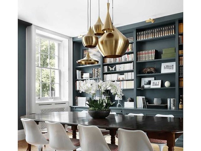 Lot 2 fat pendant light - ronde gouden plafondlamp geborsteld zwart draad - afbeelding 2 van  2