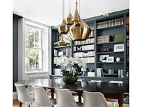 Lot 2 fat pendant light - ronde gouden plafondlamp geborsteld zwart draad - afbeelding 2 van  2