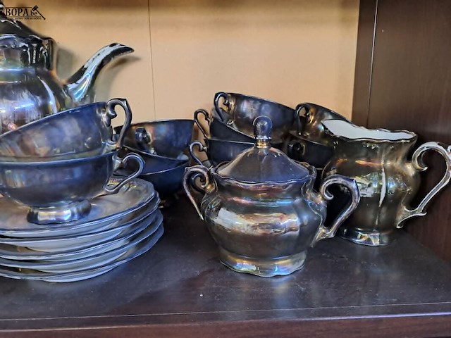 Lot 20 - antiek theeservies keram-silber - bavaria '30: porselein met - afbeelding 2 van  7