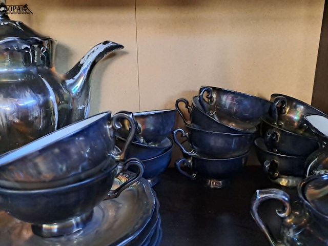 Lot 20 - antiek theeservies keram-silber - bavaria '30: porselein met - afbeelding 3 van  7
