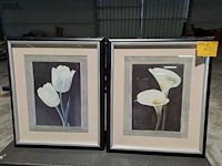 Lot 20 - ingelijste kunstprints afbeelding van witte tulpen en lelies