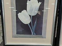 Lot 20 - ingelijste kunstprints afbeelding van witte tulpen en lelies - afbeelding 2 van  3
