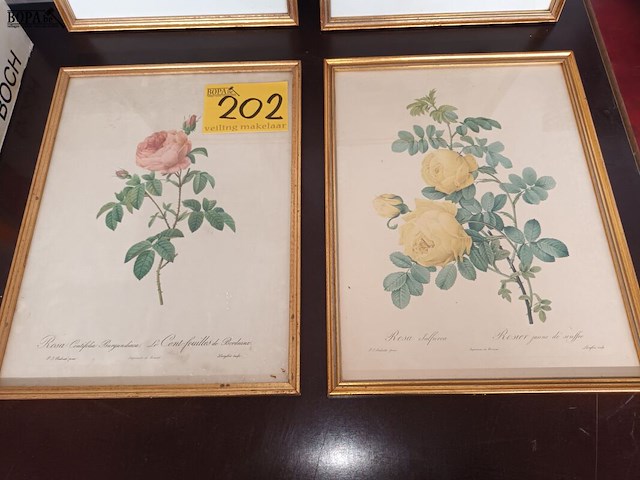 Lot 202 - kaders met bloemen. 4 stuks - afbeelding 2 van  4
