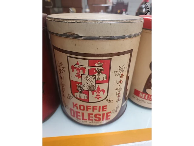 Lot 203 - oude koffieblikken. 4 stuks - afbeelding 6 van  6