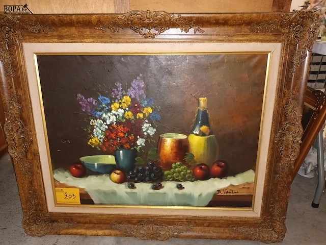 Lot 203 - schilderij in kader. gesigneerd - afbeelding 1 van  5