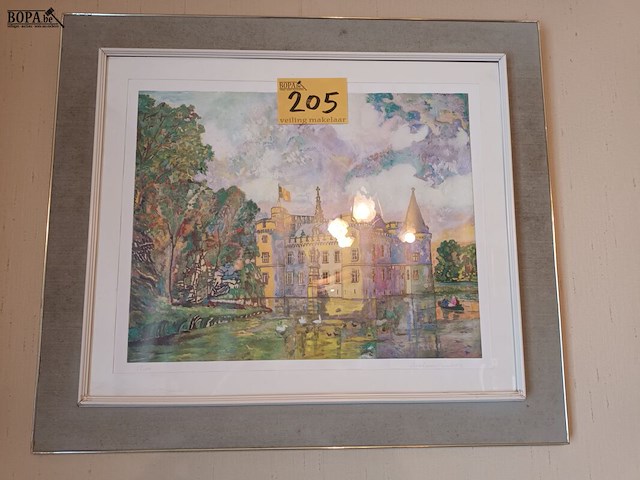 Lot 205 - kader kasteel met vijver - afbeelding 1 van  4