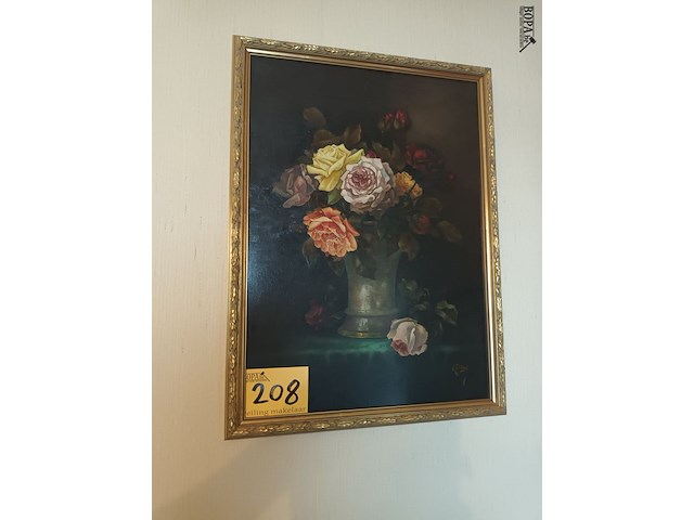 Lot 208 - schilderij vaas met bloemen - afbeelding 1 van  3