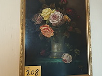 Lot 208 - schilderij vaas met bloemen - afbeelding 1 van  3