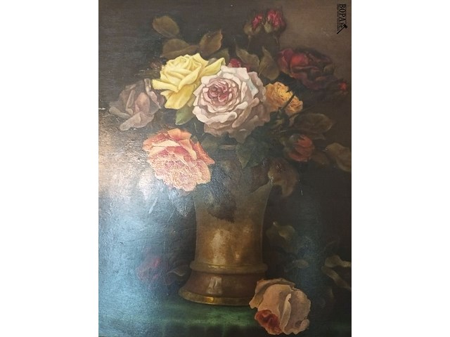 Lot 208 - schilderij vaas met bloemen - afbeelding 2 van  3