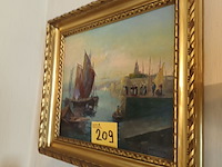 Lot 209 - schilderij boten aan de kade - afbeelding 2 van  4