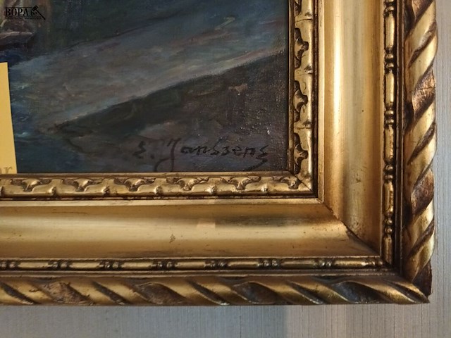 Lot 209 - schilderij boten aan de kade - afbeelding 3 van  4