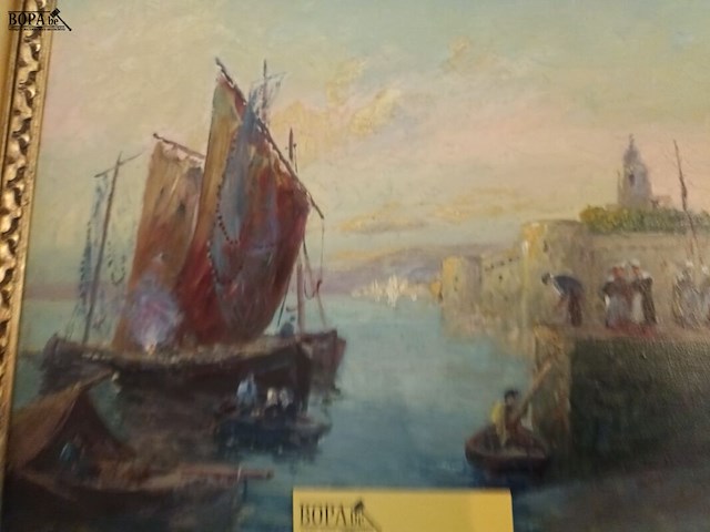 Lot 209 - schilderij boten aan de kade - afbeelding 4 van  4