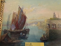 Lot 209 - schilderij boten aan de kade - afbeelding 4 van  4