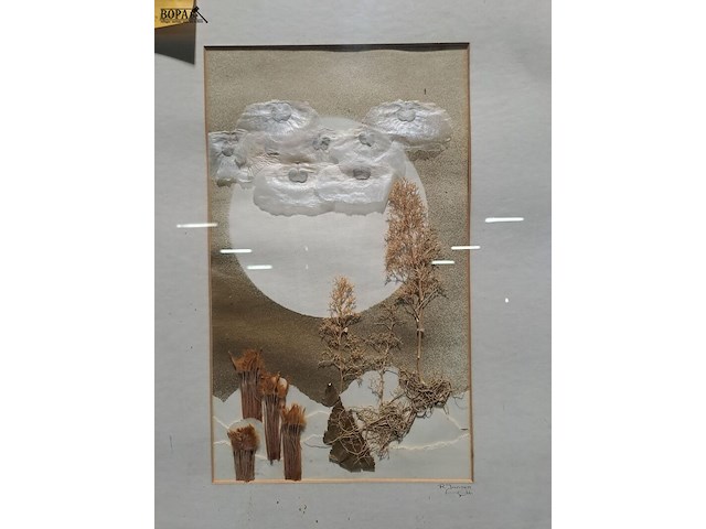 Lot 21 - kunstwerk in reliëf van gedroogde planten in goudkleurige al - afbeelding 4 van  4