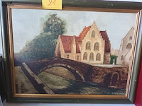 Lot 21 - schilderij brugge