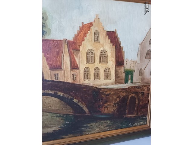 Lot 21 - schilderij brugge - afbeelding 4 van  4