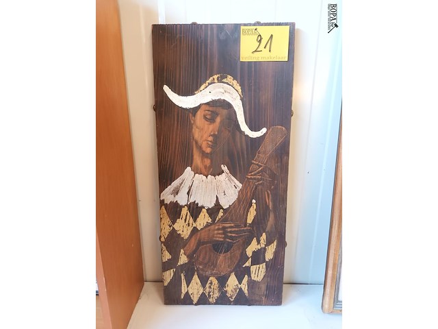 Lot 21 - schilderij harlekijn op hout - afbeelding 1 van  4
