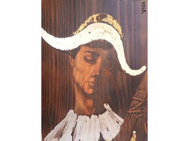 Lot 21 - schilderij harlekijn op hout - afbeelding 2 van  4