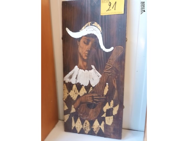 Lot 21 - schilderij harlekijn op hout - afbeelding 3 van  4