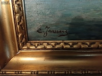 Lot 210 - schilderij boten aan de rotsen - afbeelding 4 van  4