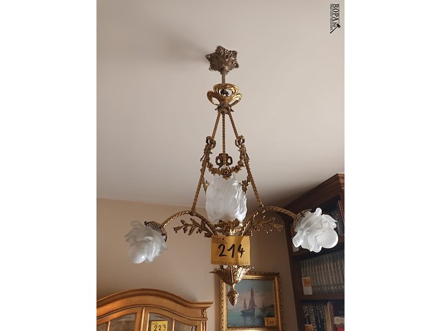 Lot 214 - antieke koperen luster - afbeelding 1 van  4
