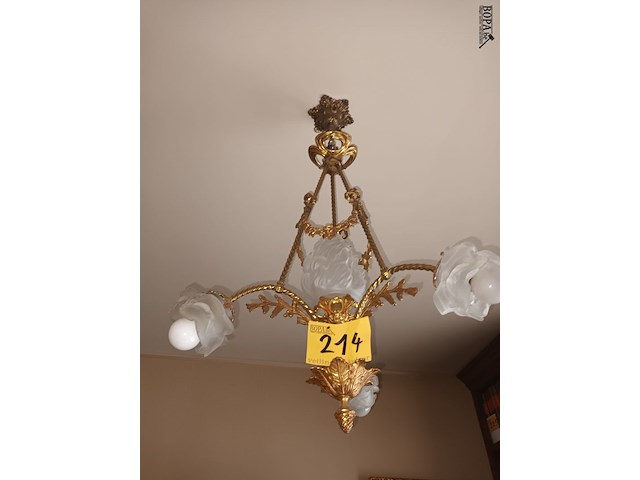 Lot 214 - antieke koperen luster - afbeelding 2 van  4