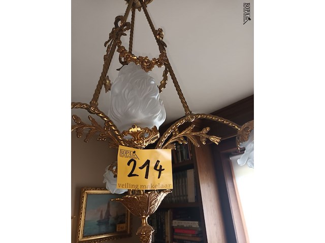 Lot 214 - antieke koperen luster - afbeelding 3 van  4
