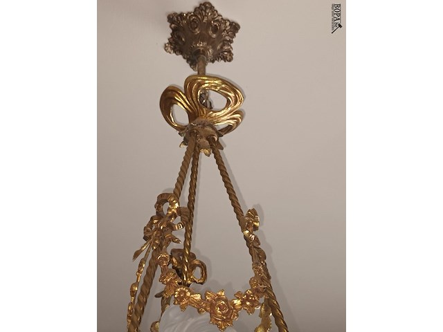 Lot 214 - antieke koperen luster - afbeelding 4 van  4