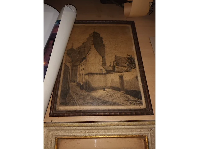 Lot 216 - oude tekeningen. 2 stuks - afbeelding 3 van  5
