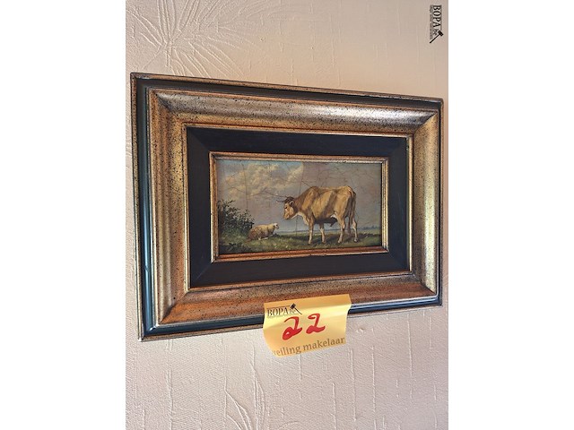 Lot 22 - schilderijen boerderijdieren. 2 stuks - afbeelding 1 van  4
