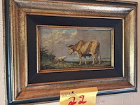Lot 22 - schilderijen boerderijdieren. 2 stuks