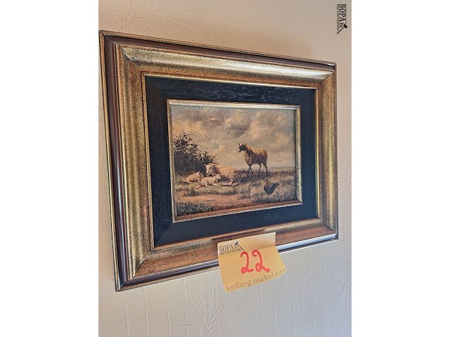 Lot 22 - schilderijen boerderijdieren. 2 stuks - afbeelding 3 van  4