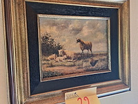 Lot 22 - schilderijen boerderijdieren. 2 stuks - afbeelding 3 van  4