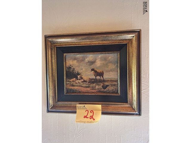 Lot 22 - schilderijen boerderijdieren. 2 stuks - afbeelding 4 van  4