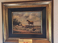 Lot 22 - schilderijen boerderijdieren. 2 stuks - afbeelding 4 van  4